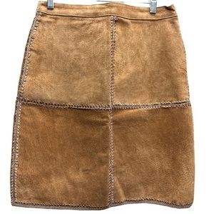 S.M.H. Vintage Suede Patchwork Mini Skirt in a Rich Brown / Orange Size 10‎